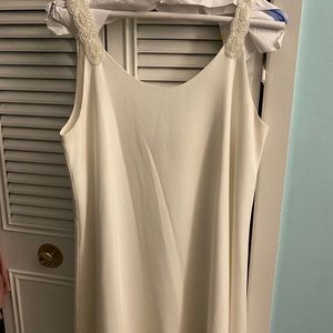 White Short Dress with Rhinestone Straps